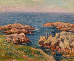 Personnages Sur Une Cote Rocheuse by Henry Moret
