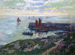 Soleil Couchant A Douelan (pont-aven) by Henry Moret