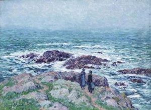 Les Brisants - Cote De Bretagne by Henry Moret