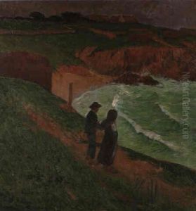 Couple Regardant La Mer, La Cote Du Clohars Couple Regardant La Mer, La Cote Du Clohars