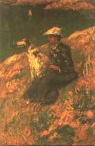 Jeune Femme Et Son Chien Sur Les Falaises