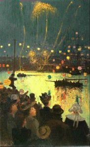 14 Juillet A Pont-aven, Fete De Nuit by Henry Moret