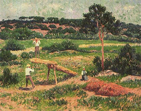 Bretons Au Travail Des Arbres - view 1