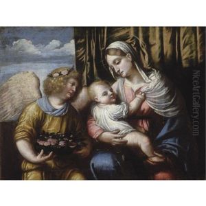 The Madonna And Child With An Angel by Alessandro Bonvicino (Moretto da Brescia)