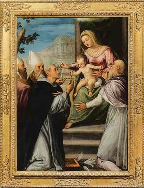 La Madonna E Il Bimbo Consegnano Il Rosario A San Domenico E Altri Santi - view 1