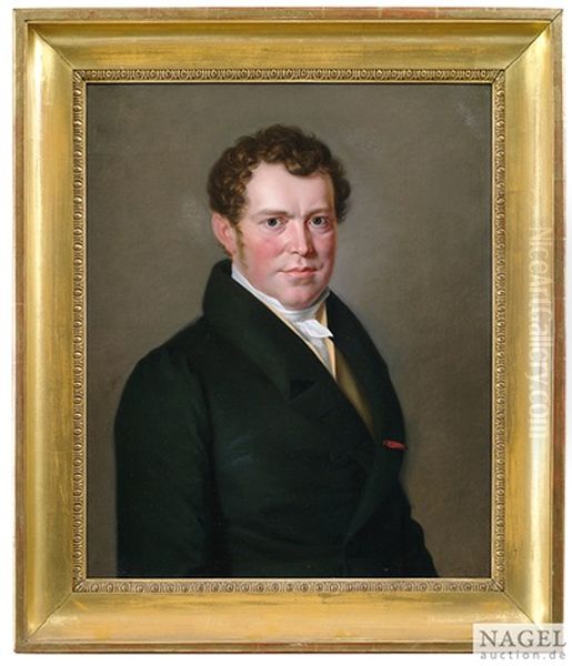 Portrait Des Ehemaligen Wurttembergischen Finanzministers Johann Christoph Von Herdegen (1787-1861) Im Grunen Gehrock. Portrait Der Katharine Rosine Von Herdegen, Geb. Hellmann (gest. 1863) Im Violetten Kleid Mit Weisem Spitzenkragen - view 1