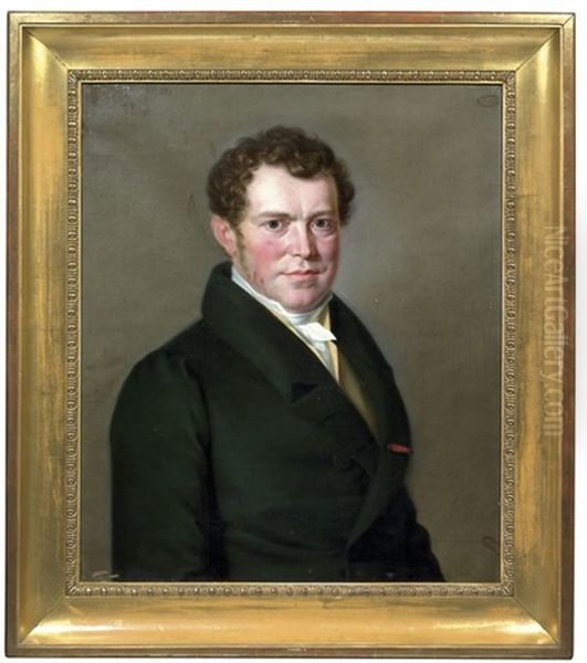 Portrait Des Finanzministers Johann Christoph Herdegen Im Grunen Gehrock (+ Portrait Der Katharine Rosine Herdegen; Pair) - view 1