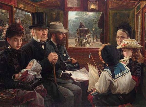 An Omnibus Ride To Piccasilly Circus - Mr. Gladstone Travelling With Ordinary Passengers - view 1