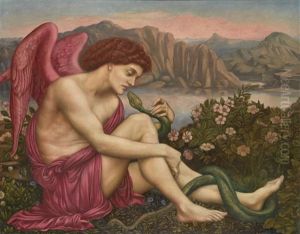The Angel With The Serpent by Evelyn de Morgan