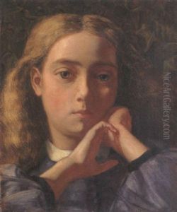 Portrait Of A Young Firl In A Blue Dress by Evelyn de Morgan
