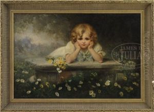 Portrait Of A Young Girl Among Daisies