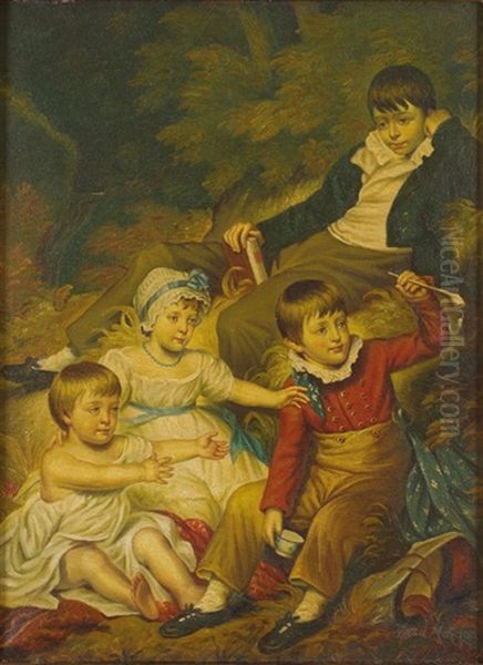 Children With A Bubble Pipe by Frederick Morgan
