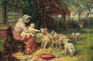 Springtime, Feeding The Lambs by Frederick Morgan