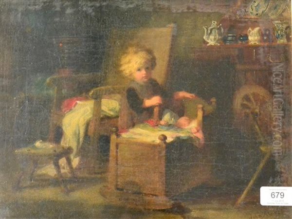 Interior Scene With A Young Child Beside A Baby's Cot - view 1