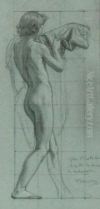 Study Of A Nude With Drapery by Victor Francois Biennourry