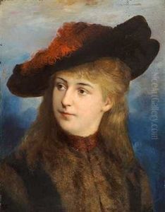 Elegant Ung Dame Med Hat Med Rode Fjer
