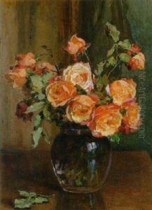 Rosenstillleben In Glasvase by Emilia Morgari Ingaramo