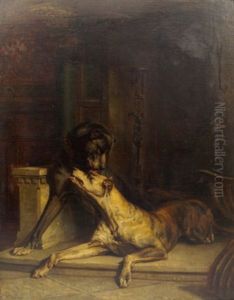 Two Dogs In An Interior by Pietro Morgari