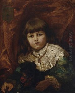 Bambina Nobile Con Cagnolino by Pietro Morgari
