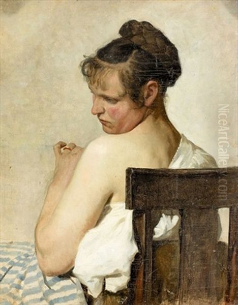Junge Frau Auf Einem Stuhl - view 1