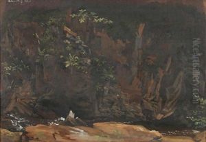 Aus Einem Bachbett Steil Aufragende Felswand by Carl Morgenstern