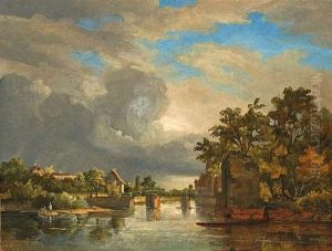An Der Nied Bei Hausen - Gewitterstimmung Mit Fischern