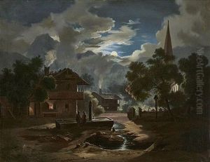 A View Of Partenkirchen In The Moonlight