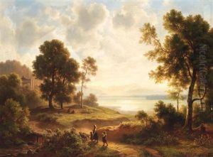 Weite Seelandschaft Mit Hirtin Und Schafen