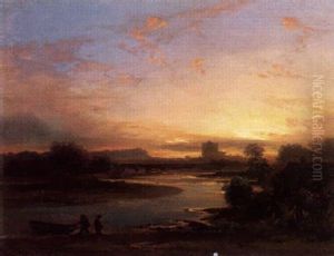 Abendliche Landschaft Am Flus by Christian Bernhard Morgenstern