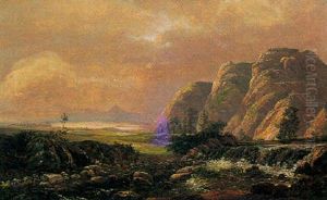 Landskab Med Fos Der Lober Ud I En Fjord, Antagelig Fra Norge by Christian Bernhard Morgenstern
