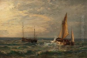 Zwei Fischkutter Auf Hoher See by Friedrich Ernst Morgenstern