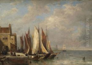 Fischerboote Im Hafen by Friedrich Ernst Morgenstern