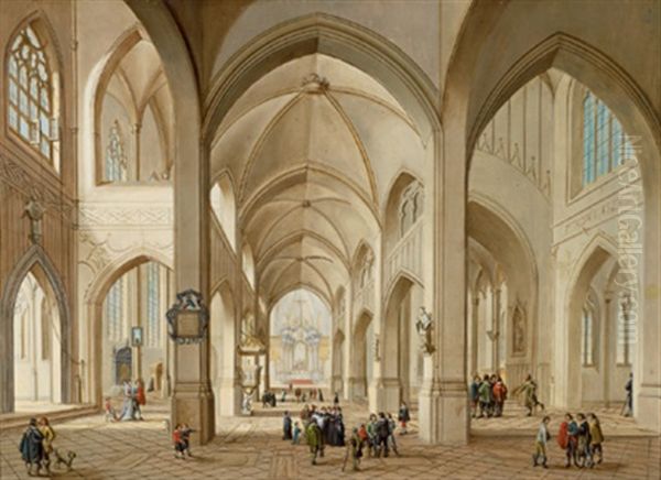 Inneres Einer Gotischen Kirche Mit Vielen Figuren - view 1