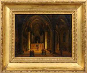 Kircheninterieur Erleuchtet Von Fackeltragern
