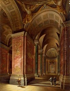 Ein Barockes Kircheninterieur Mit Figurenstaffage by Johann Ludwig Ernst Morgenstern