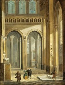 Kircheninterieur Mit Figuren by Johann Ludwig Ernst Morgenstern
