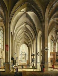 Innenansicht Einer Dreischiffigen Gotischen Kirche by Johann Ludwig Ernst Morgenstern