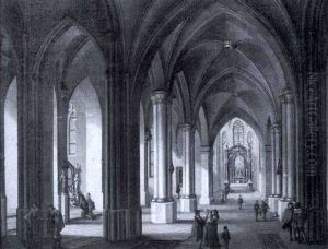 Blick Auf Den Chor Und Altar Einer Gotischen Kirche by Johann Ludwig Ernst Morgenstern