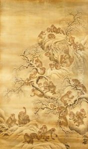 Monkeys In A Snowy Landscape by Sosen Mori