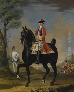 A Portrait Of William Kerr, 4th Marquess Of Lothian On A Charger, His Aide-de-camp To The Left, And A Military Encampment Beyond