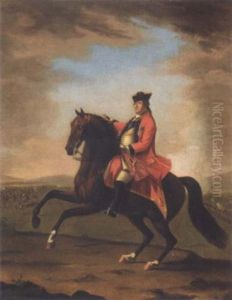 Equestrian Portrait Of H.r.h. William Augustus, Duke Of Cumberland, Seated On His Charger, Wearing Uniform And The Garter Star, A Battle Beyond