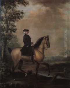 An Esquestrian Portrait Of A Country Squire And His Hound