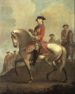 Equestrian Portrait Of George Iii With The Duke Of Cumberland And Troops by David Morier