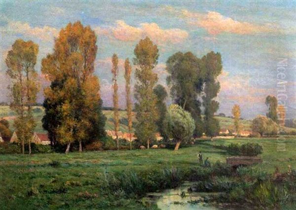 Figures Fishing By A Stream - view 1