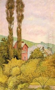 Paysage A La Maison Rouge Et Au Cypres
