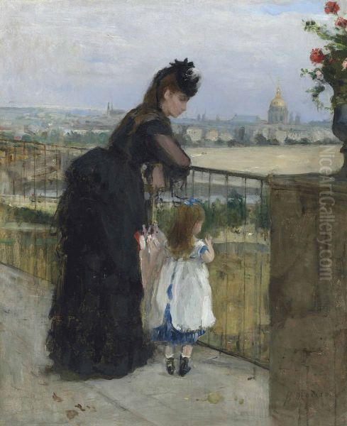 Femme Et Enfant Au Balcon - view 1