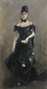 Femme En Noir Or Avant Le Theatre
