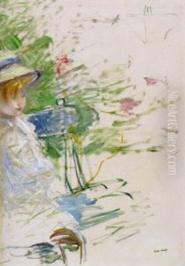 Petite Fille Dans Un Jardin - Julie Manet Dans Un Jardin by Berthe Morisot