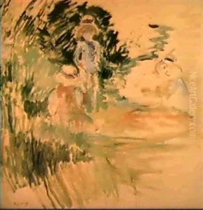 Enfants Au Bord Du Lac by Berthe Morisot