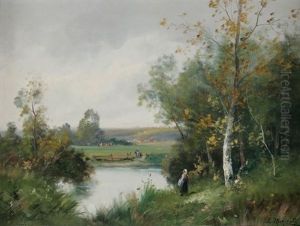 Femme Pres D'une Riviere by Edma Morisot